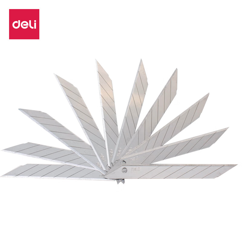 得力(deli)13刀头SK5合金钢小号美工刀片/裁纸刀片 30°尖刀头10片便