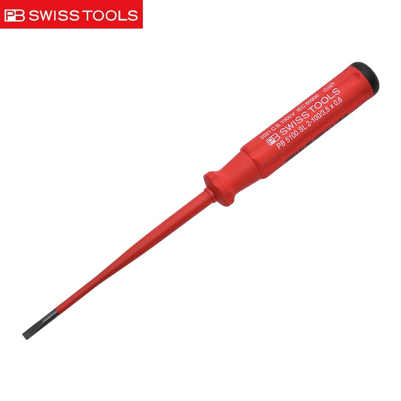 PB SWISSTOOLS进口十字一字绝缘螺丝刀耐高压1000V电工专业细杆螺丝