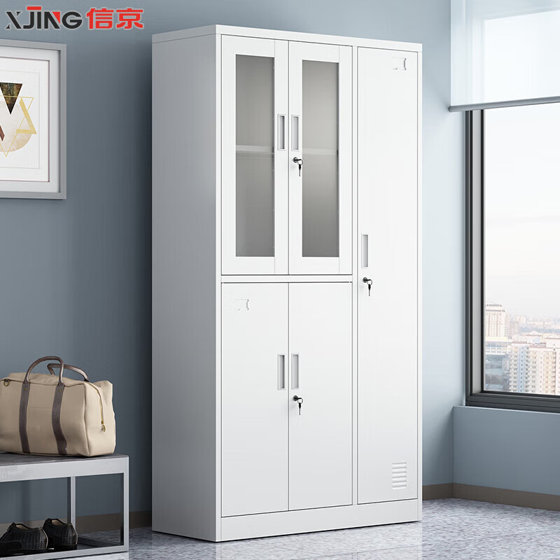 信京更衣柜员工柜带锁铁皮储物柜浴室健身房柜子钢制五门衣柜加厚