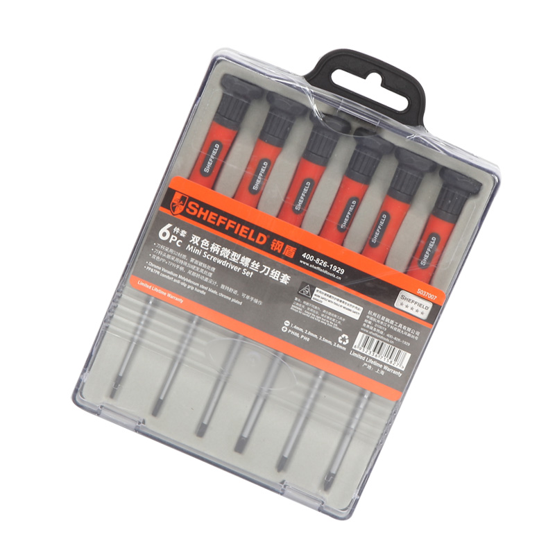 钢盾（SHEFFIELD） 6件套螺丝刀套装 一字十字精密螺丝批电脑维修工具S0