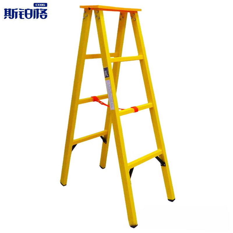 斯铂格 绝缘人字梯 玻璃钢合梯电力工程折叠梯电工安全梯子 4m黄色BGC-8