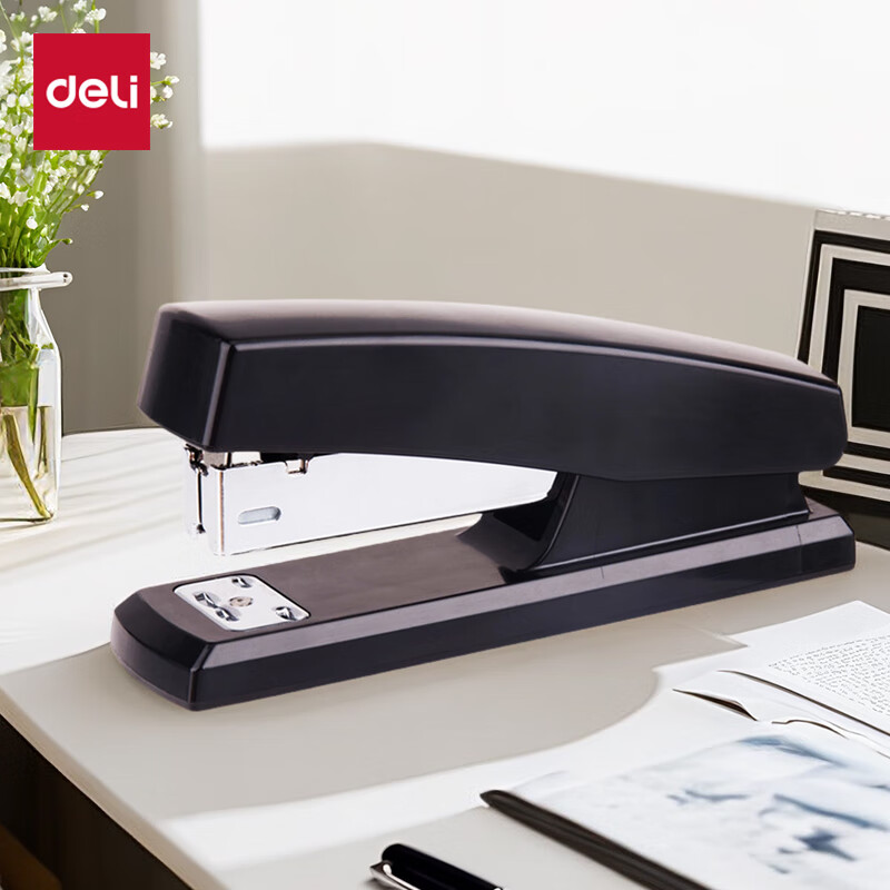 得力(deli)20页经典耐用订书机/订书器(适用12#钉) 黑色0425