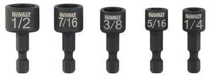 DWAIND-5-A91/4-1/2" 六角柄抗冲击磁性套筒 5支装 