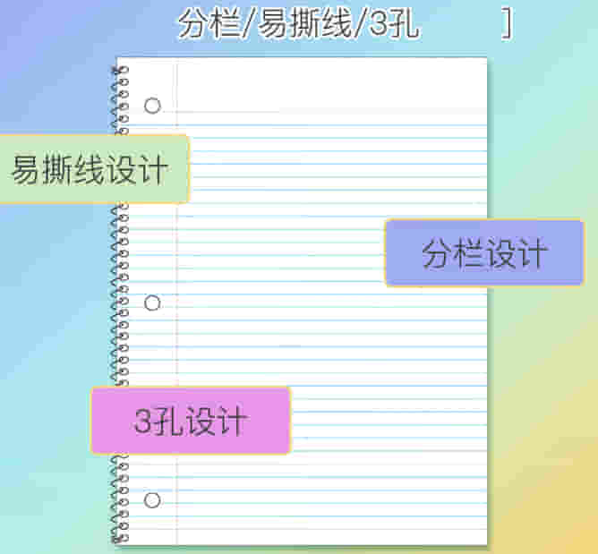 凯萨灵感三孔本线圈活页美式A4笔记本PP封面带分页插袋 美式学生本带易撕线分科目